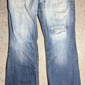 Rock Revival Logan Bootcut Jeans Men’s 34 x 32 Denim Distressed